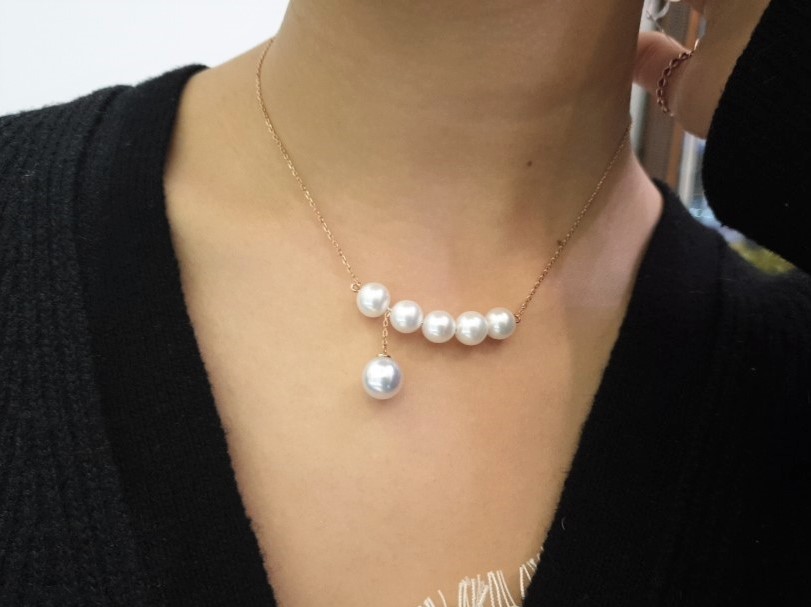 커브스틱 진주목걸이 14k목걸이 one jewerly : 디자인 미노