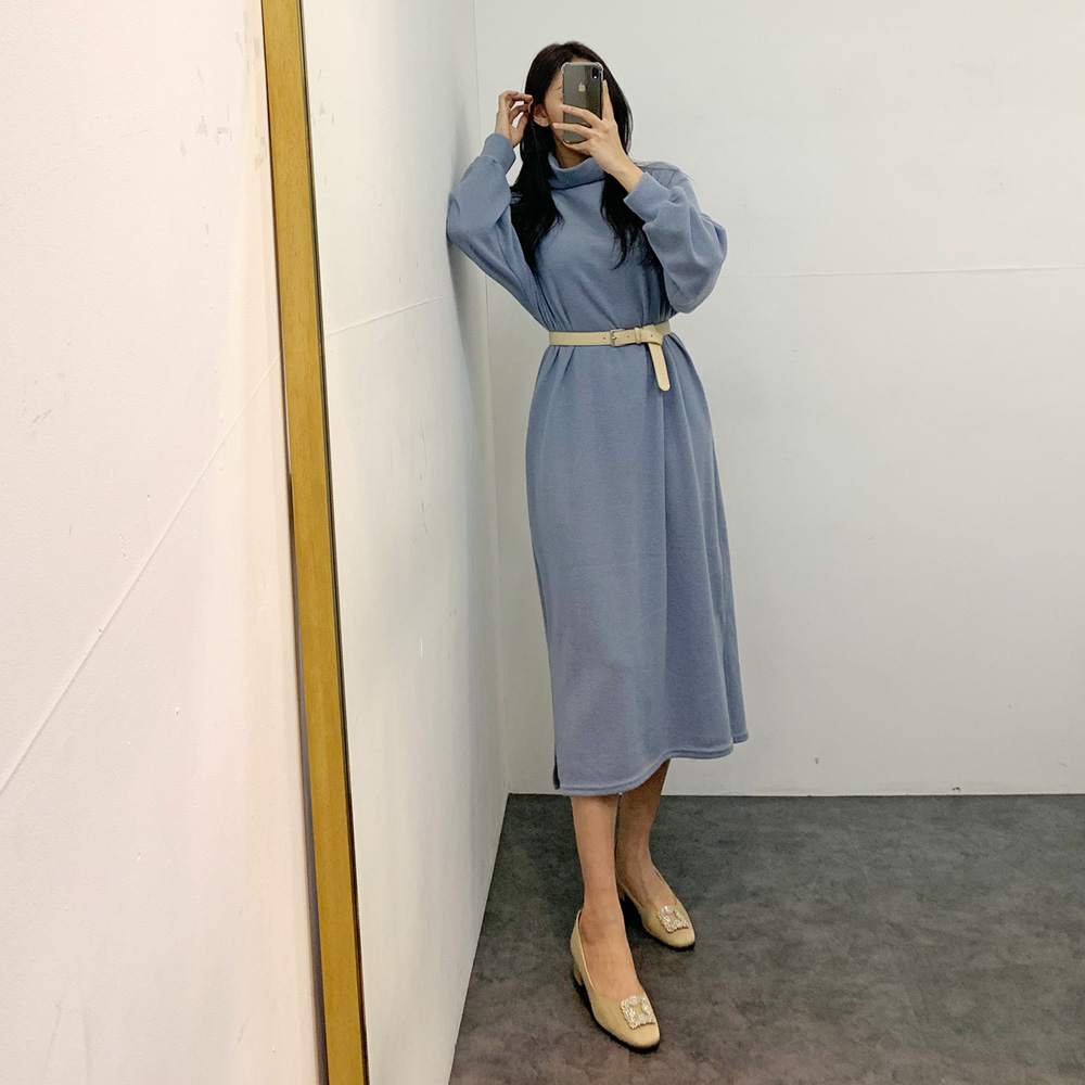 55~110 포근보들 슬릿 폴라 롱원피스(437) 빅사이즈 : BIGJEANS