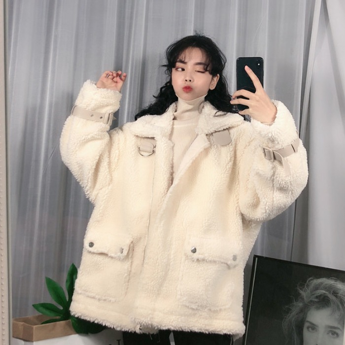 2019 신상 기모 두툼 핫한 패션 램스울 하프코트 : 양품의 발견