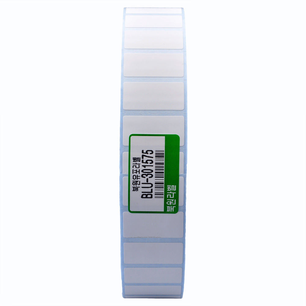 북원라벨 유포지 30X15mm 지관75mm 방수라벨지 롤라벨 스티커 BLU-301575 : 가산종합유통