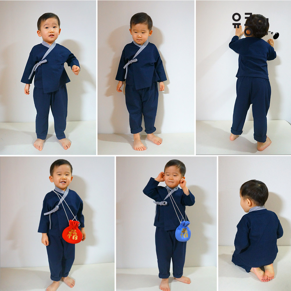 유콩이 유아 아동 키즈 베이직 개량한복 / 바지는 평소에 티셔츠 코디가능한 남매생활한복 : NaYE