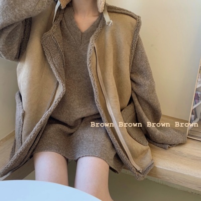 스웨이드 일체형 기모 베스트 아우터 간절기이른 봄 램스울 조끼 2019 신상 : 생활감성 로리에