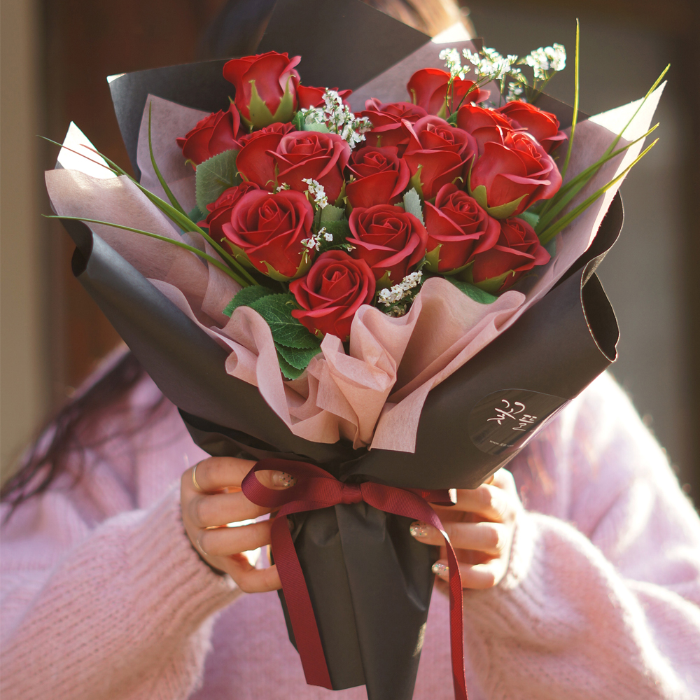 졸업 비누꽃 축하꽃다발 승진 생일 학예회 재롱잔치 꽃선물 카네이션꽃다발 10송이 : 꽃뜰