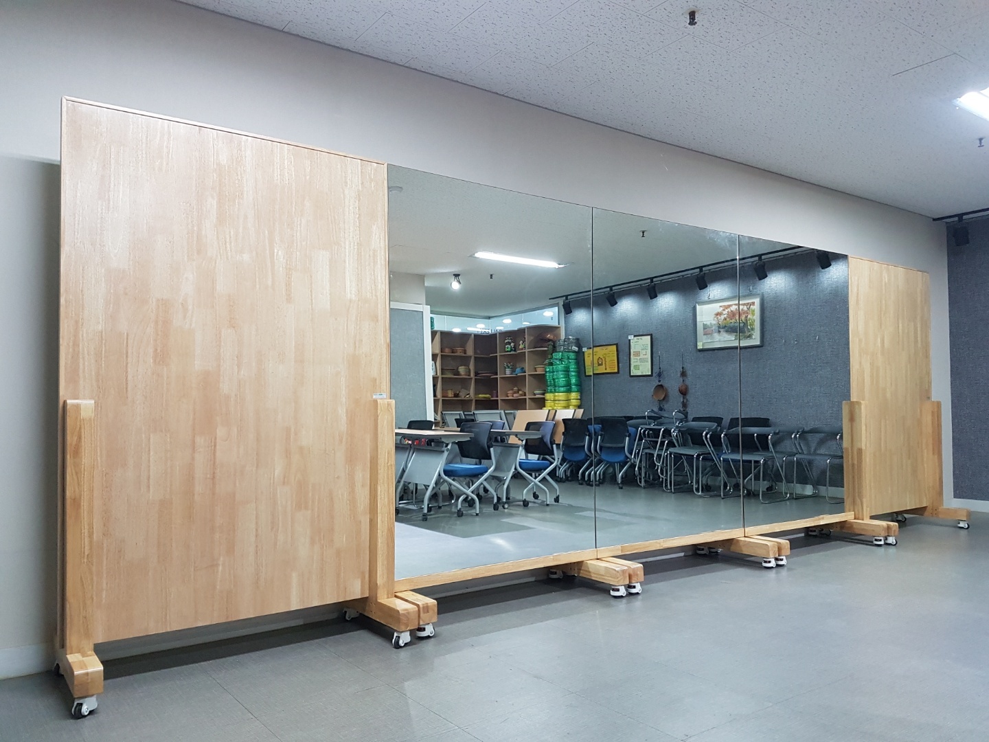 이동식 대형거울 연결형 목재 이동식거울 주문제작 : 민경사
