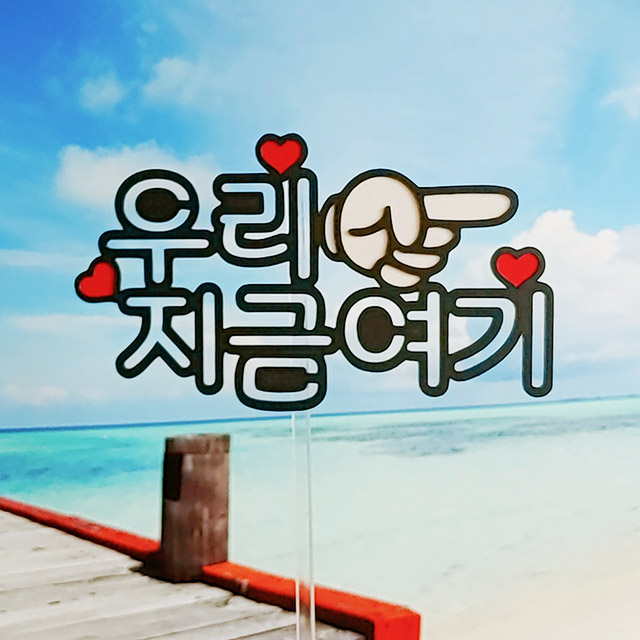 no7우리지금여기손 사진촬영소품 케이크토퍼 제작 생일 기념일 여행 파티용품 이벤트 : 몽키토퍼