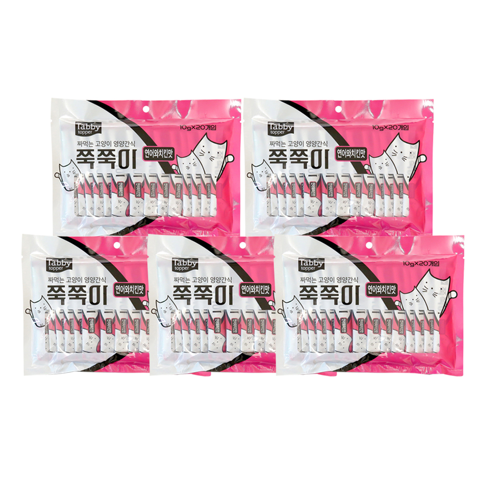 테비 쭉쭉이 연어와치킨맛 x100개 츄르 고양이간식 : 개꽁냥이