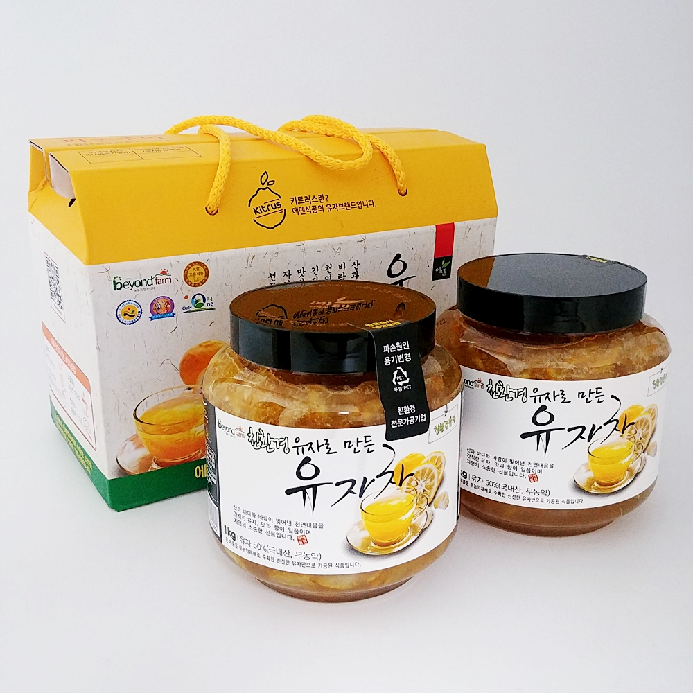 고흥 유자차 유자청 에덴식품 1kg 2개 정백당 : 푸른샵