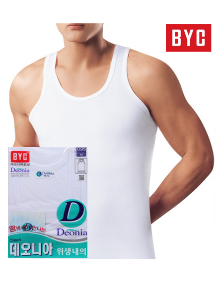 BYC 남자 항균 런닝 셔츠 데오니아 메리야스 순면 민소매 남성 이너 나시 속옷 BYD7001 : BYC 분당점