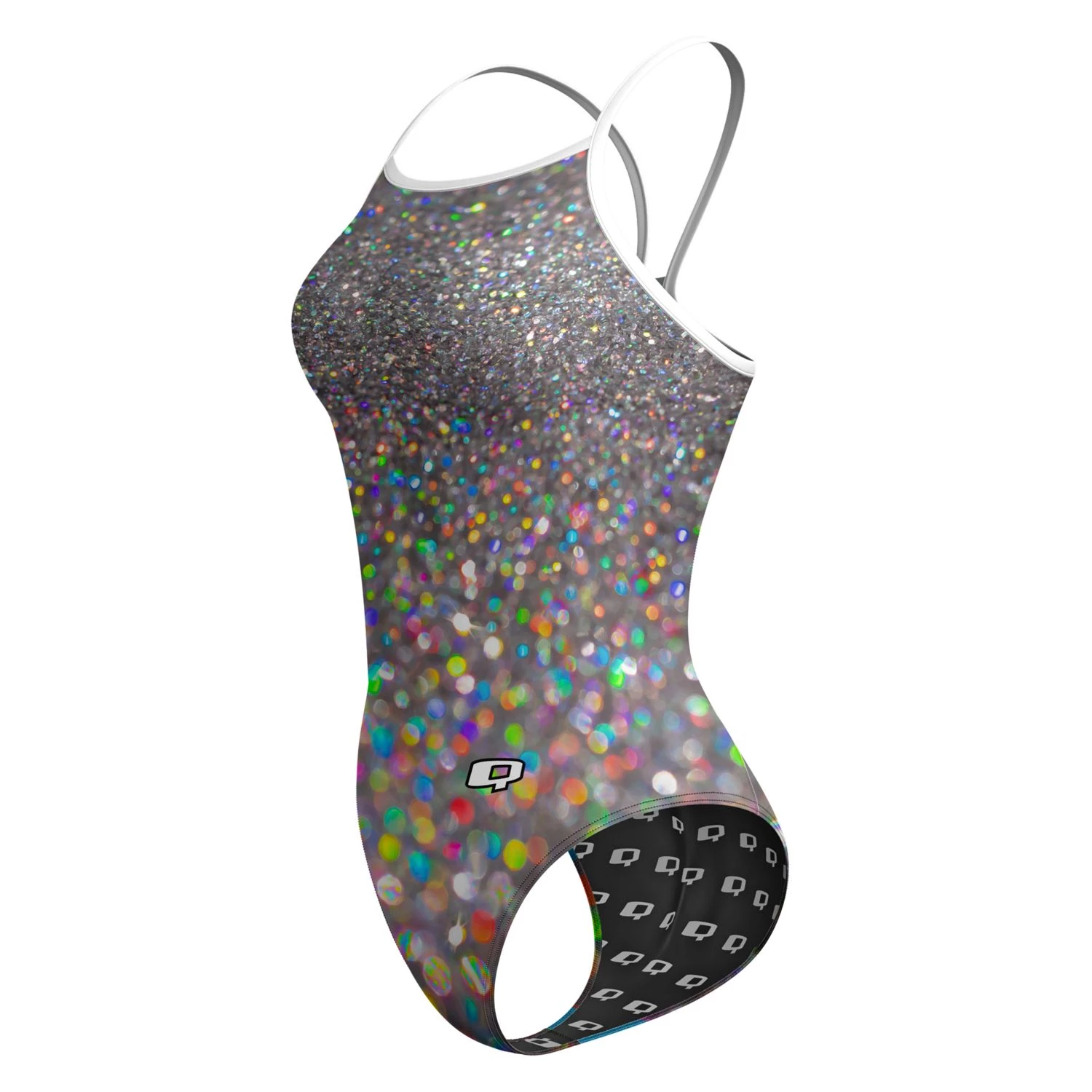 큐스윔 웨어 원피스 수영복 딥 인 글리터 스키니 스트랩(QSWIMWEAR DIPPED IN GLITTER SKINNY STRAP) : 포텐슈