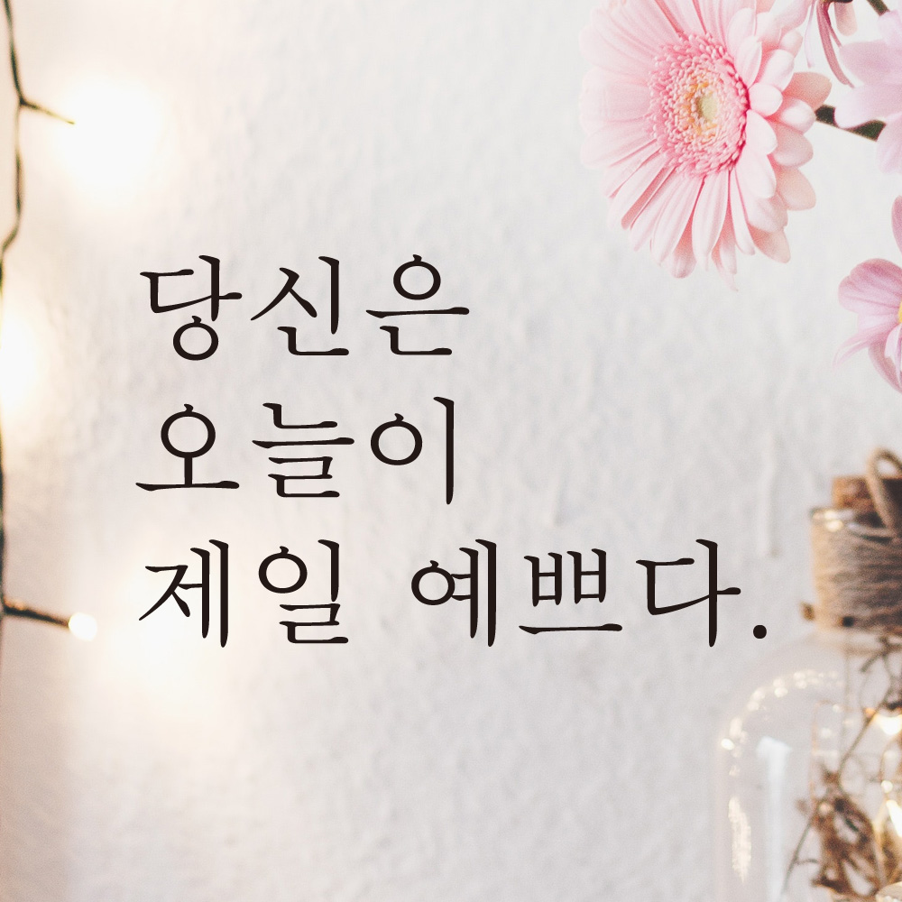 레터링 카페 스티커 당신은 오늘이 제일 예쁘다 검정S : 어썸투데이