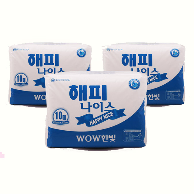 와우한빛 해피 나이스 애견 배변 패드 대형, 10매입, 10개 : 펫 마트