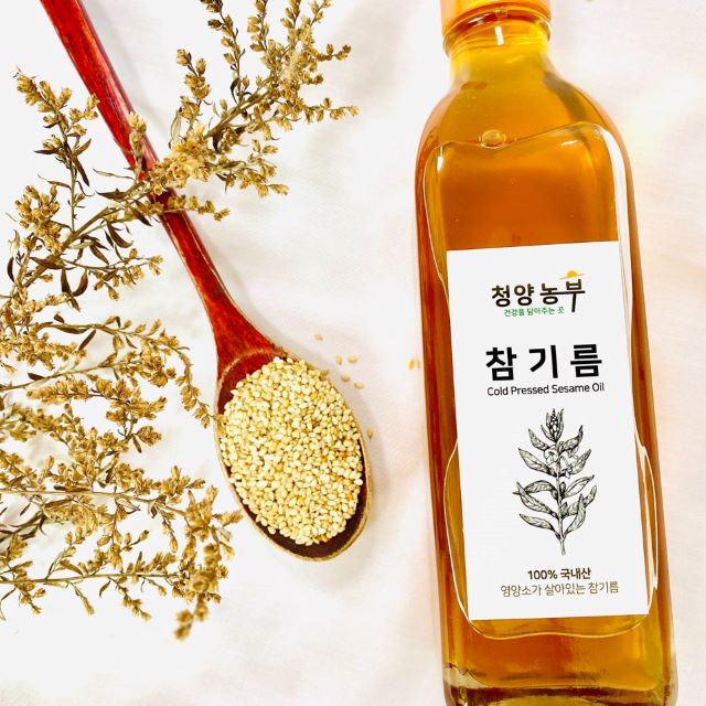 국산참기름 청양농부방앗간 100%국산참깨 저온압착 참기름 180ml, 300ml : 청양농부방앗간