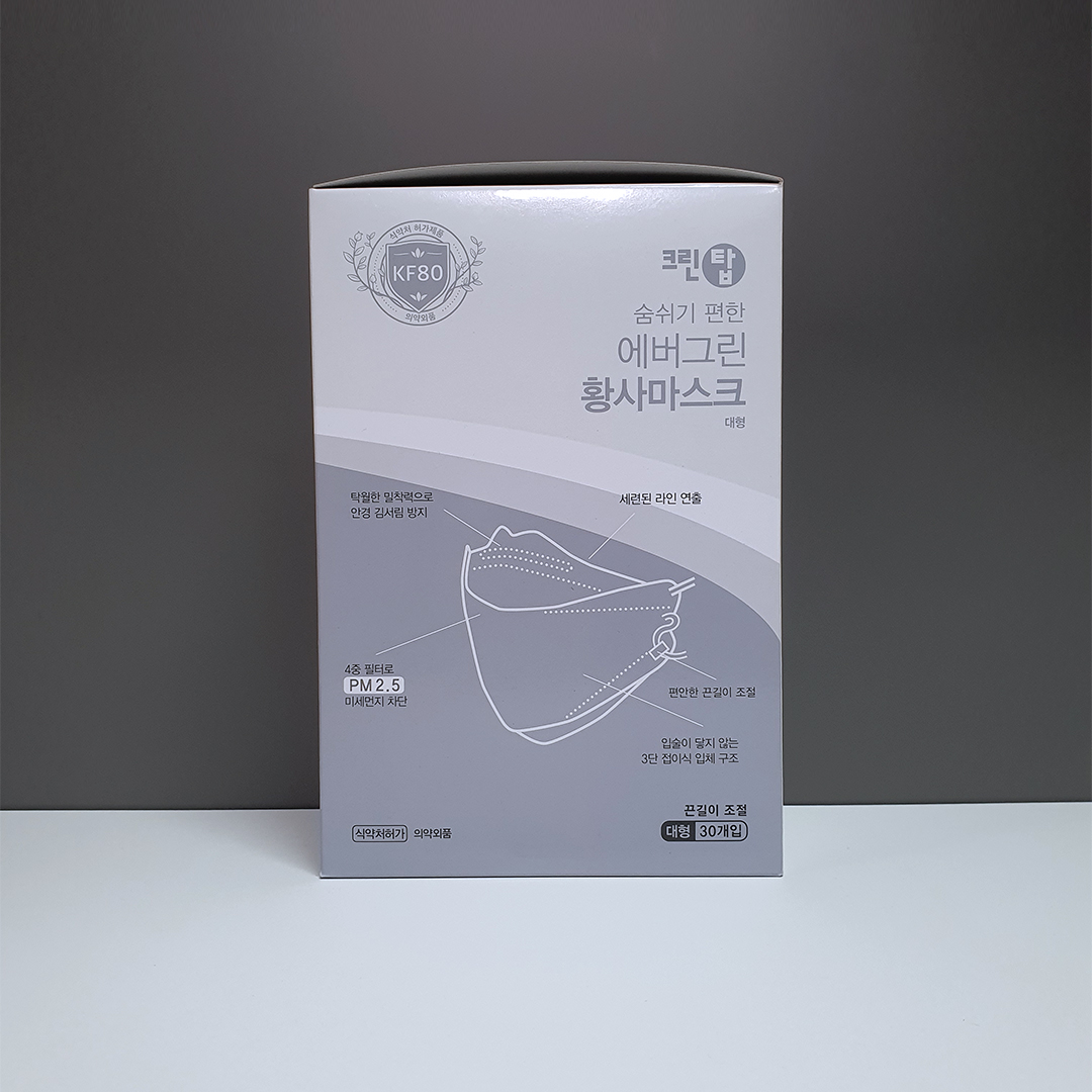 크린탑 황사마스크 KF80 대형 미세먼지마스크 낱개포장 : 구로마켓