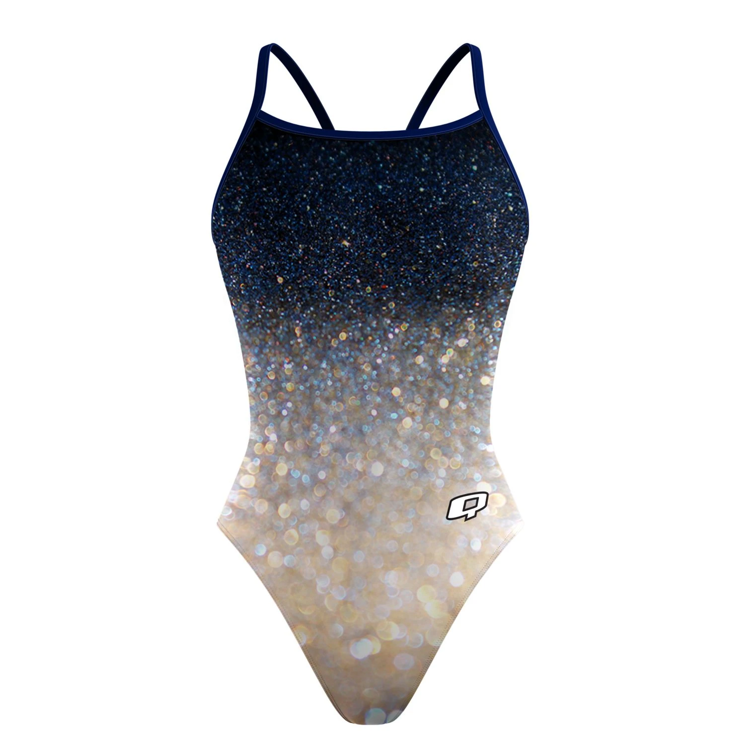 큐스윔 웨어 원피스 수영복 클리터 밤 선백 탱크(QSWIMWEAR GLITTER BOMB SUNBACK TANK) : 포텐슈
