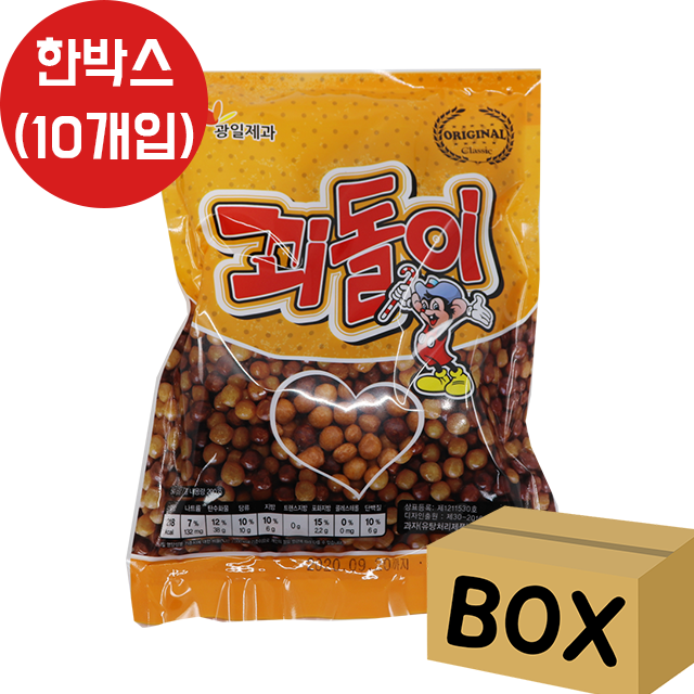 광일제과 꾀돌이 BOX(180gx10개입) 깐돌이 인간사료 쫀드기 대용량과자 추억의불량식품 : 민이네점빵