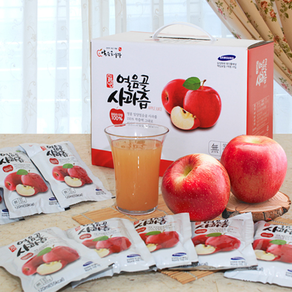 100% 밀양얼음골 사과즙(햇사과) 2박스 120ml100팩 : 대흥농원