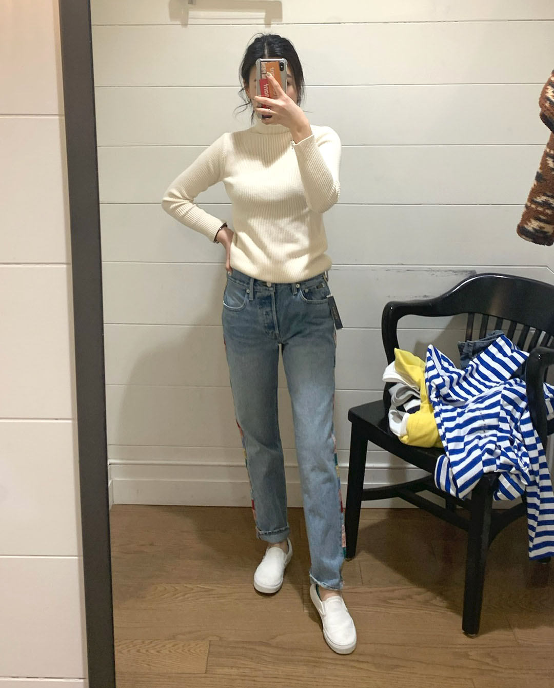 폴로 랄프로렌 여성 에버리 보이프렌드 컬러테이핑 청바지 : 아울렛굿즈