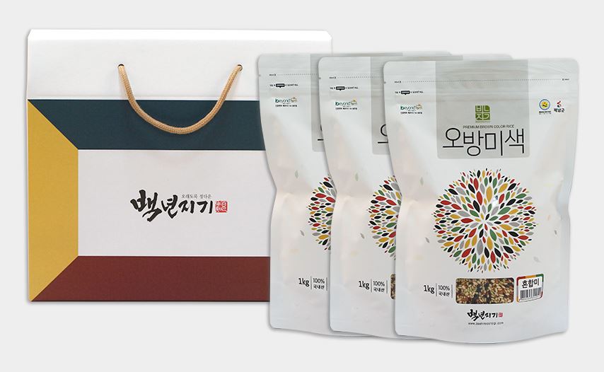 오방미색 칼라쌀 선물세트 (1kg×3개) : 백년지기