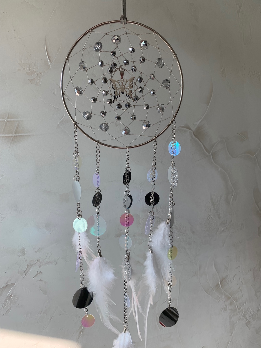 고급 엔틱 디자인용품 특별한 인테리어소품 실버 드림캐쳐 썬캐쳐 (14cm) : 조슬린의 우아한 공방