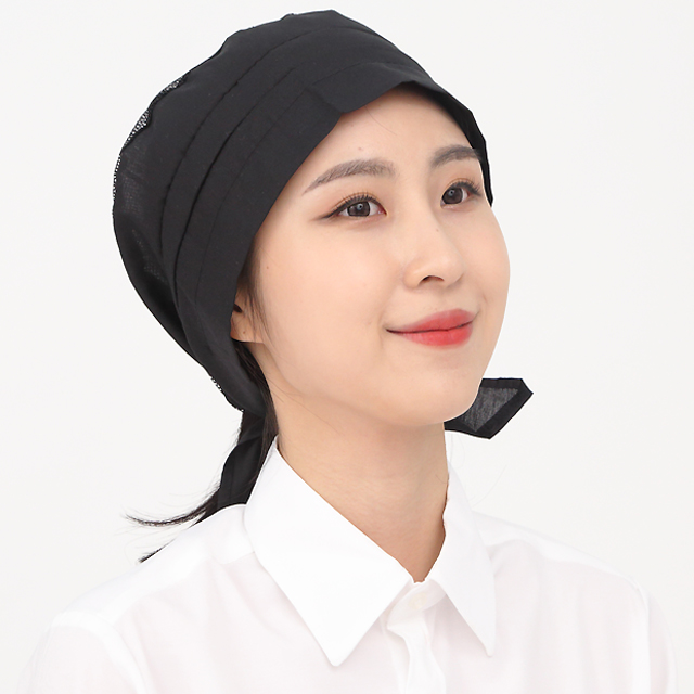 검정망사두건 서빙모자 주방위생모자 식당 조리용두건 : 올리브가운