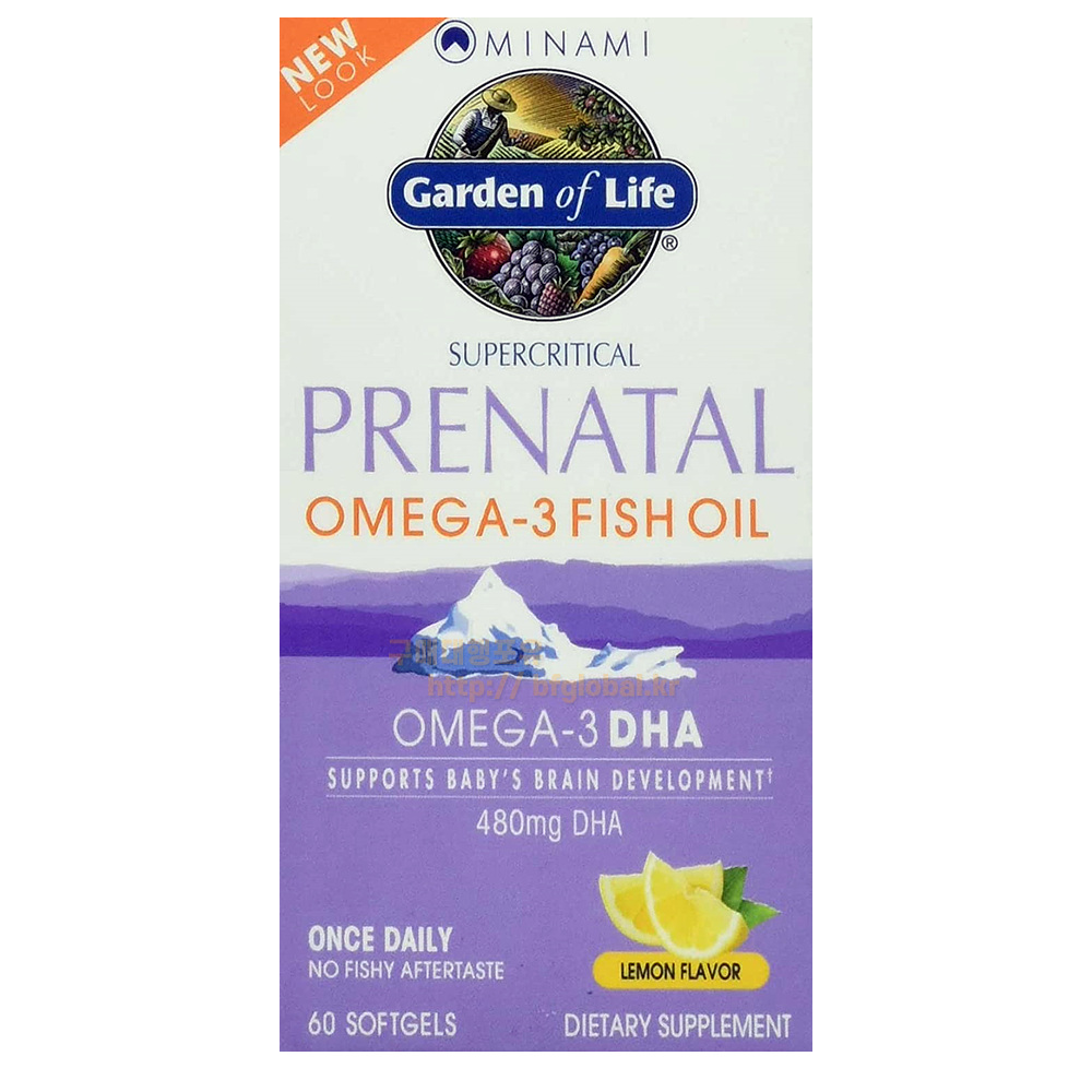 Garden of Life Prenatal DHA Omega 3 Fish Oil 가든오브라이프 임산부용 DHA 오메가3 피쉬오일 캡슐 60개 : 해담코리아