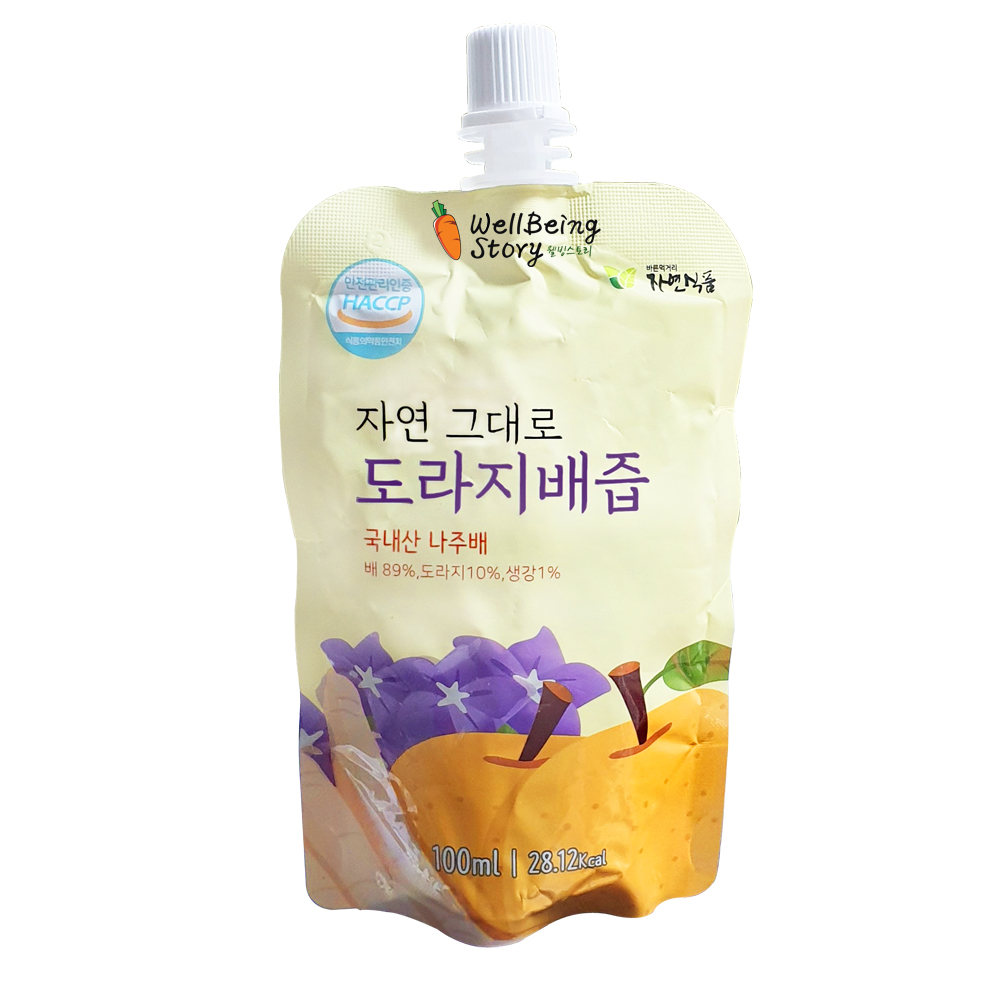 자연식품 국내산 재료로만든 프리미엄 자연그대로 도라지배즙 100ml 1박스 : 웰빙스토리