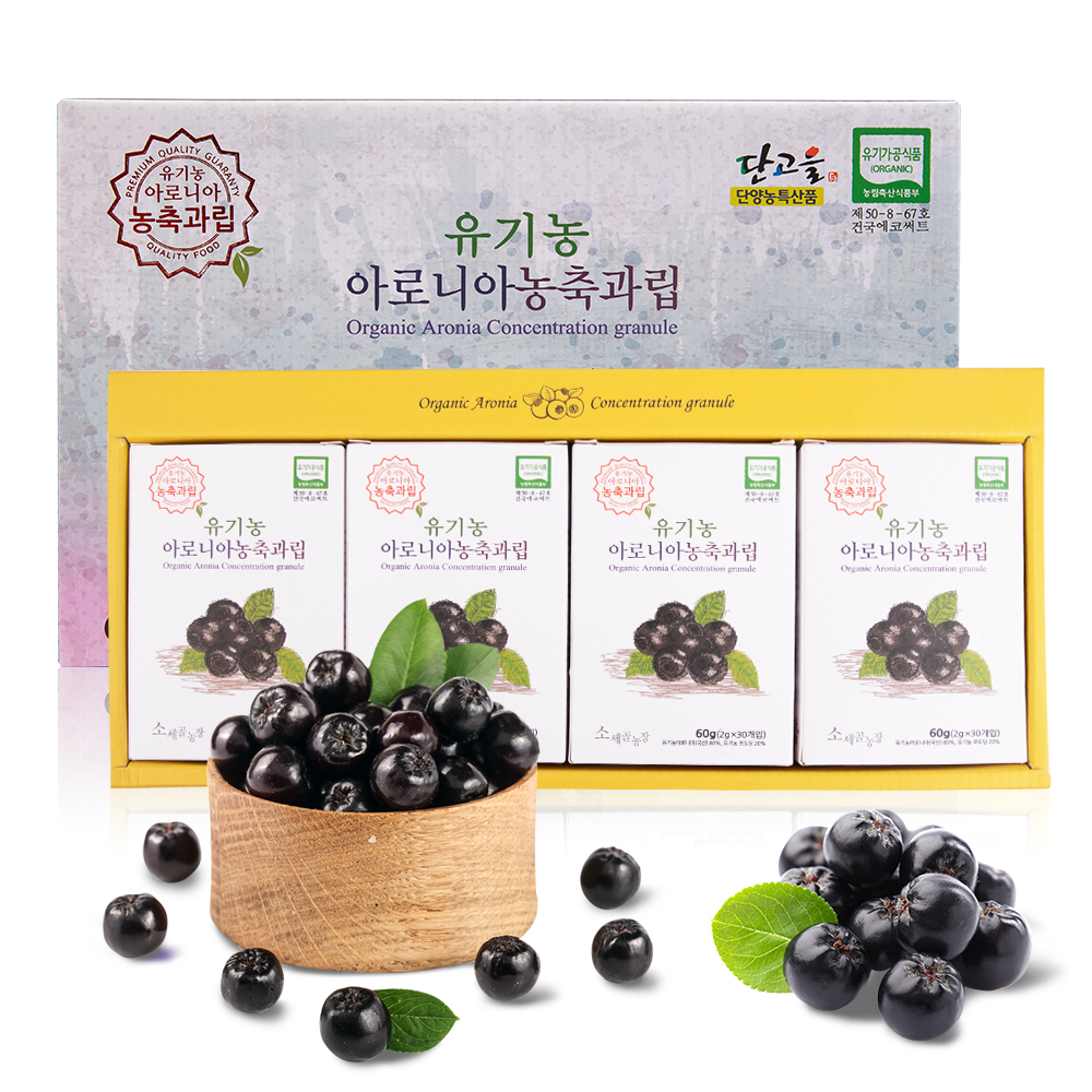 소세골농장 국내산 유기농 아로니아 과립분말 스틱 두달분/ 건강선물용 : 노랑공방