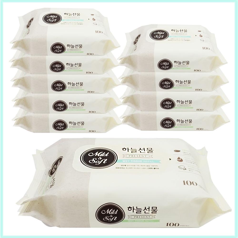 하늘선물 물티슈 리필 100매x10팩 /피톤치드성분 : SP유통