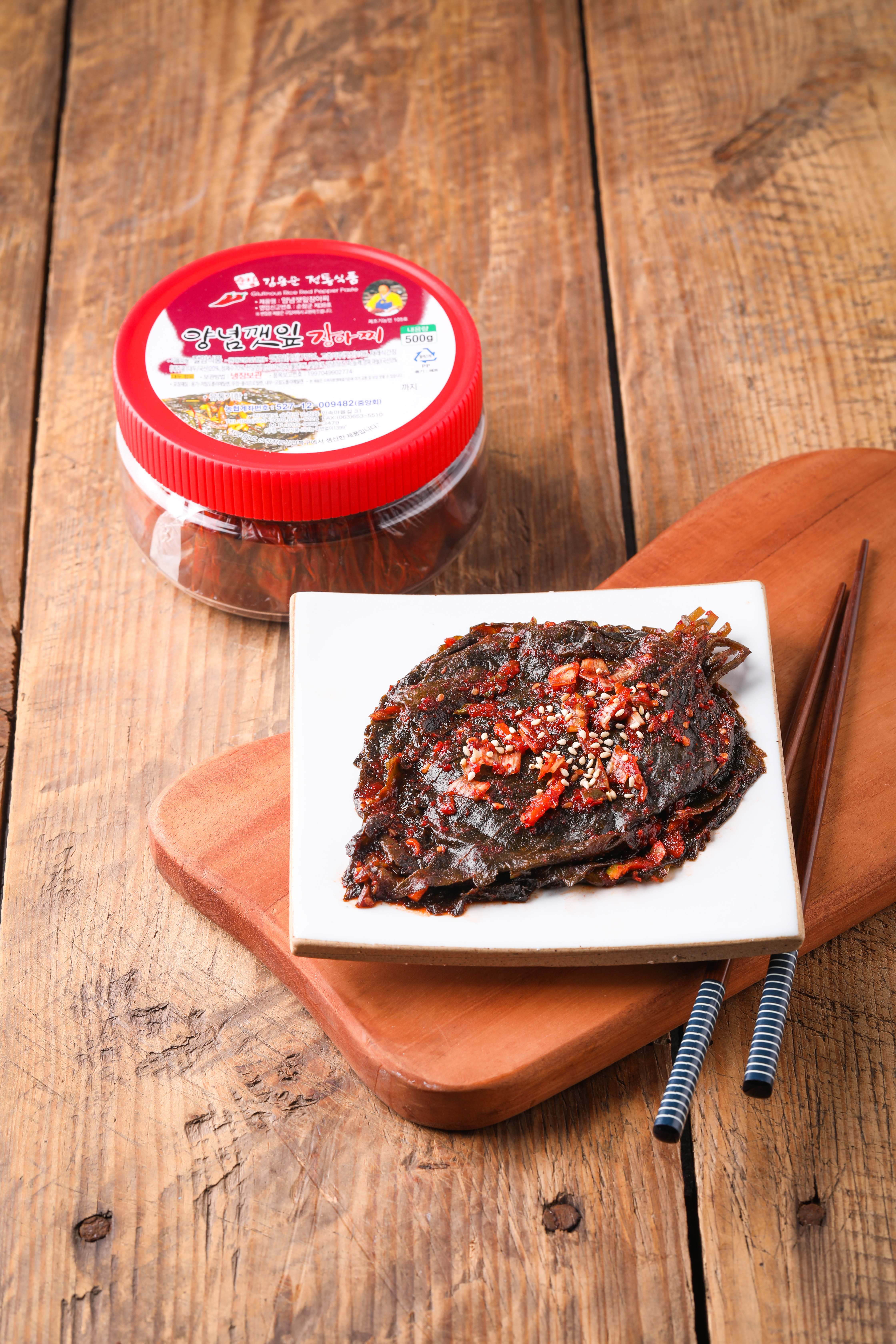 순창 김용순전통식품 양념깻잎장아찌 500g(국산 수제장아찌) : 김용순전통식품