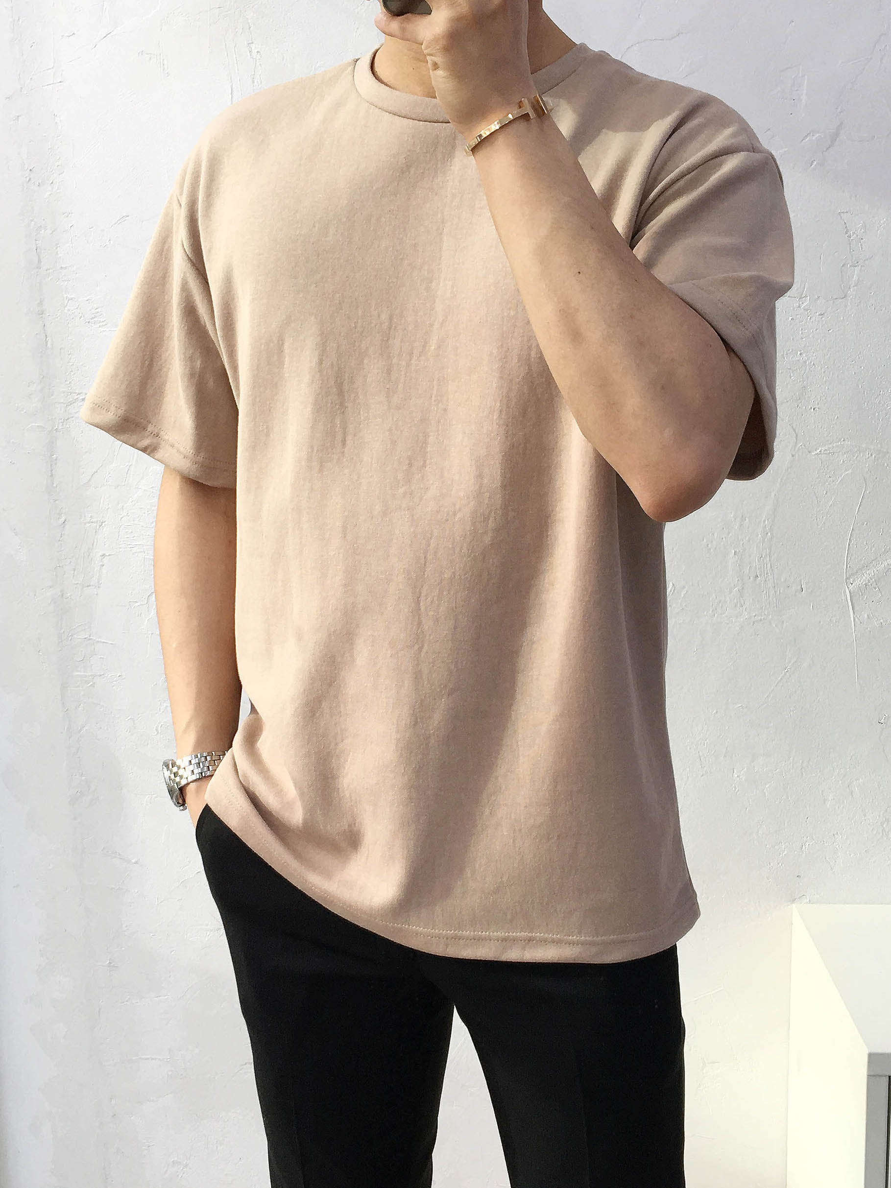 남자 오버핏 여름 특양면 무지 반팔 티셔츠(빅사이즈까지) : 미르미르