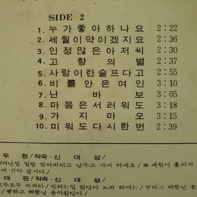 송대관 20곡집 엘피 - 해뜰날 / 누가 좋아하나요 (불만제로 중고LP) : 레코드샵