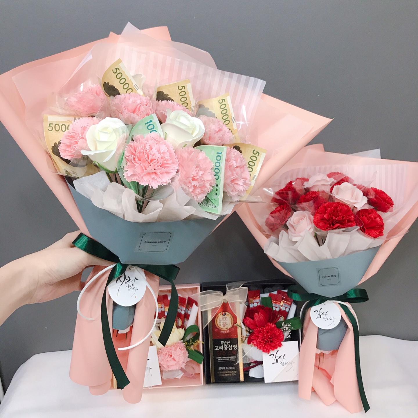 어버이날 카네이션 메시지 돈다발 꽃다발 비누꽃다발 : 달콤잡화점s