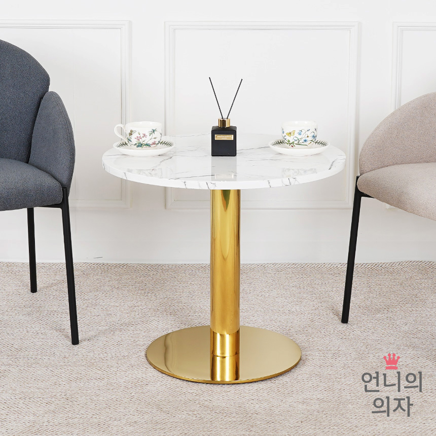 귀여운나나 인조대리석 화이트 블랙 원 사각 거실 쇼파 카페 티 테이블 : 언니의 의자