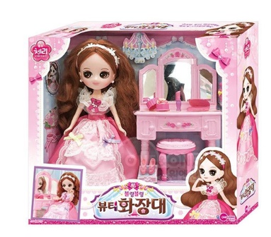 유아 체리 블링블링 꾸미기 메이크업 박스 뷰티 화장대 헤어샵 어린이 화장품 공주 장남감 : 선정