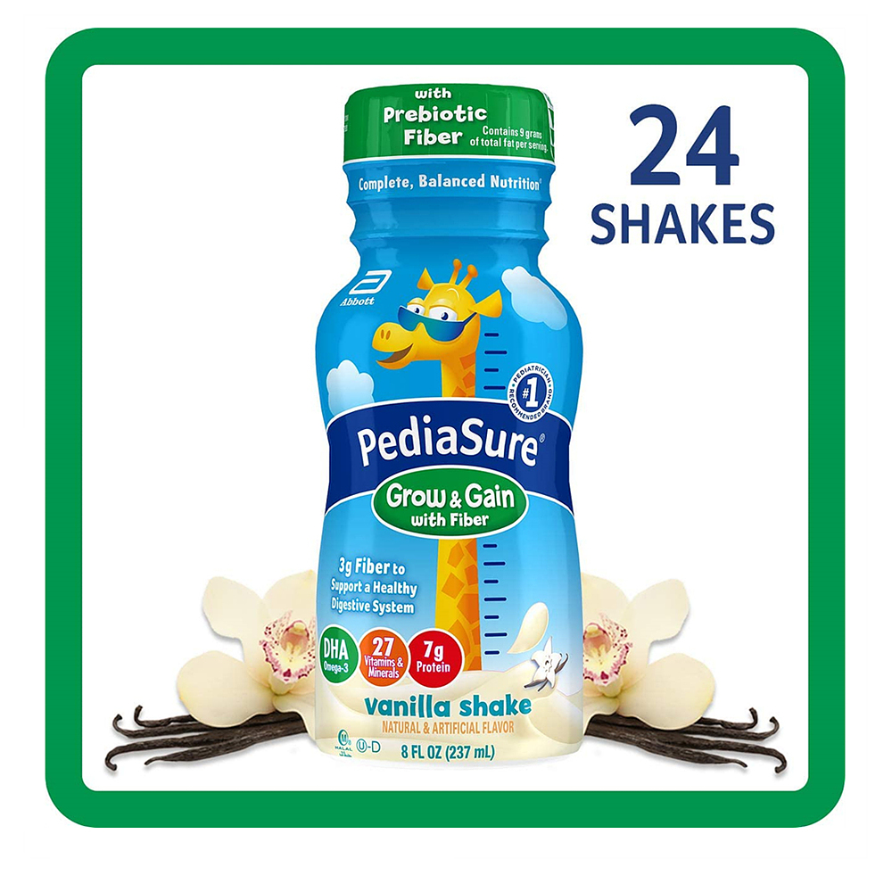 PediaSure Grow & Gain With Fiber Kids Vanilla Shake 페디아슈얼 그로우 앤 게인 앤 피버 바닐라 쉐이크 8oz(237ml) 24팩 : 우토피아