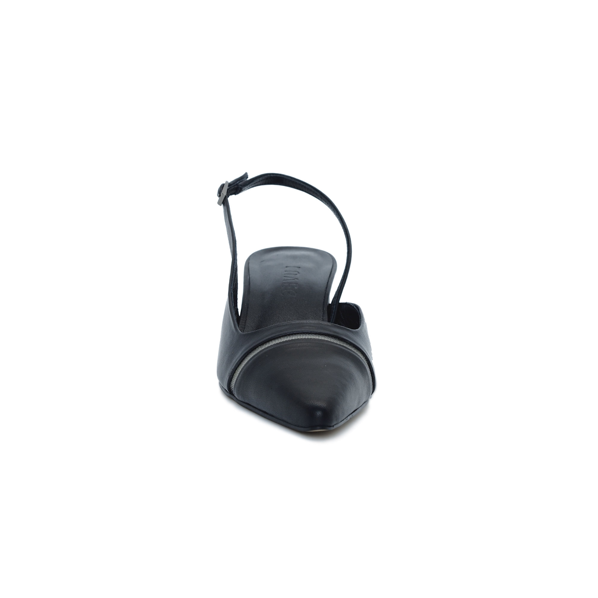 LUVEG [르벡] 여성 블랙 매쉬 미들힐 슬링백 EVE 5CM Black : LUVEG 르벡