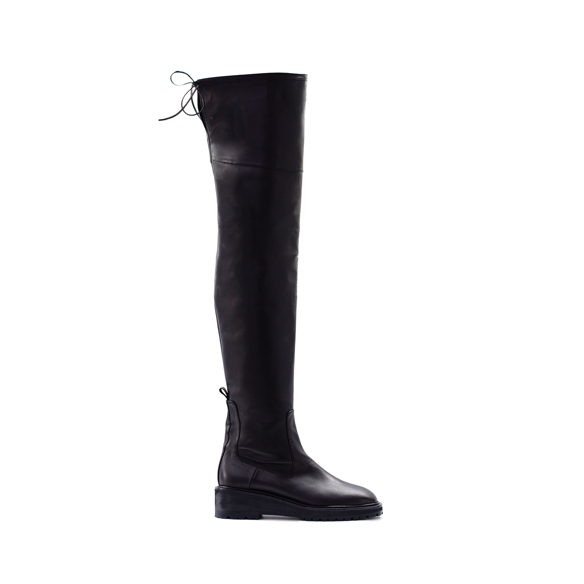 LUVEG [르벡] 여성 블랙 플랫폼 통굽 싸이하이부츠 RICK 4.5CM Black : LUVEG 르벡