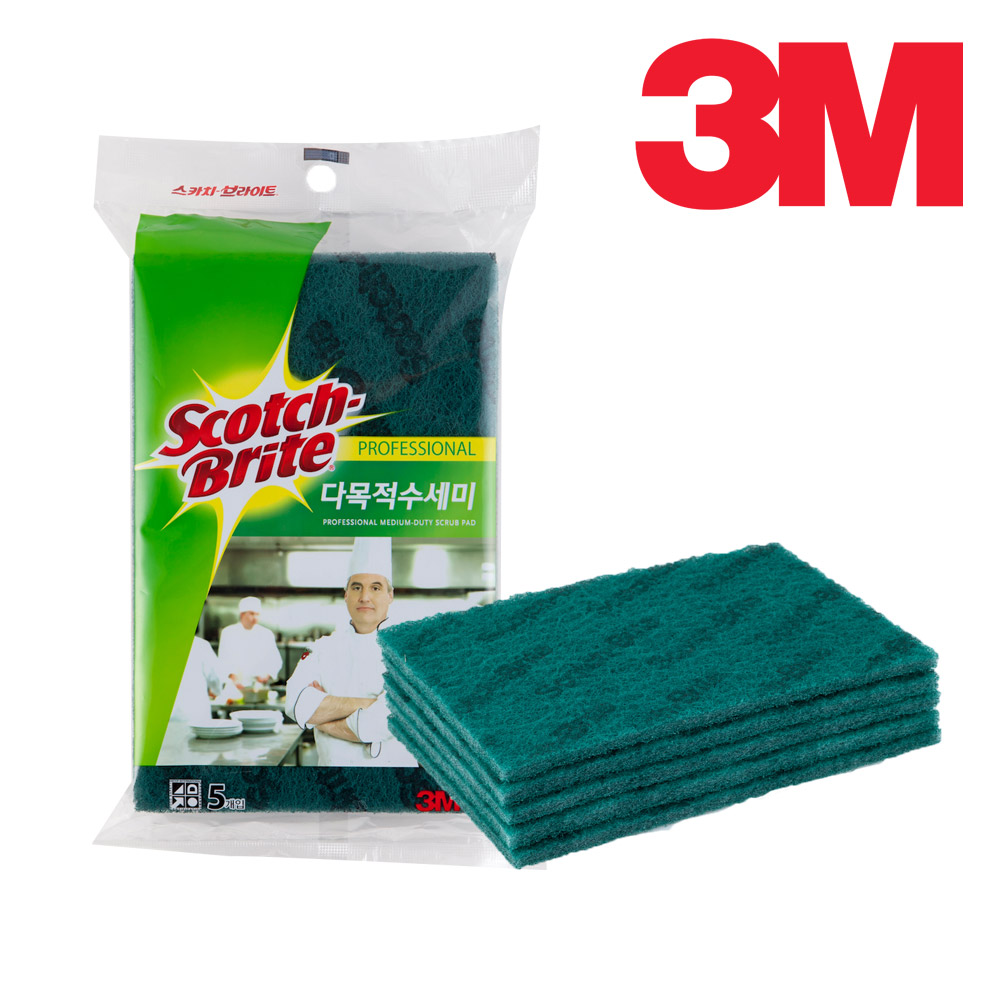 3M 스카치브라이트 스펀지 다목적 수세미 5개입 설거지 그릇 : 3M 대현에스비