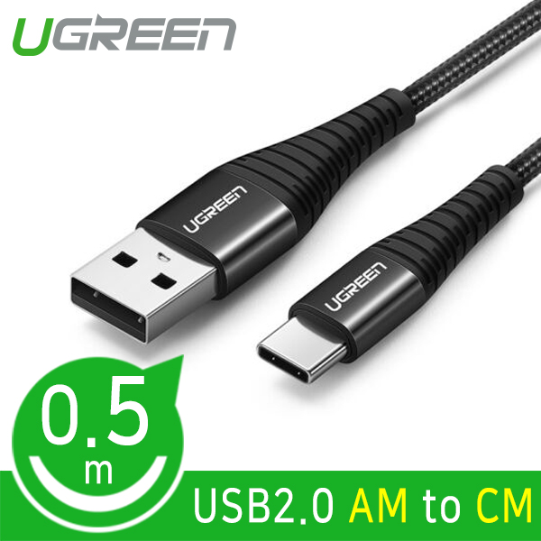 Ugreen U-70560 USB2.0 AM-CM 패브릭 케이블 0.5M : 우성텔레콤