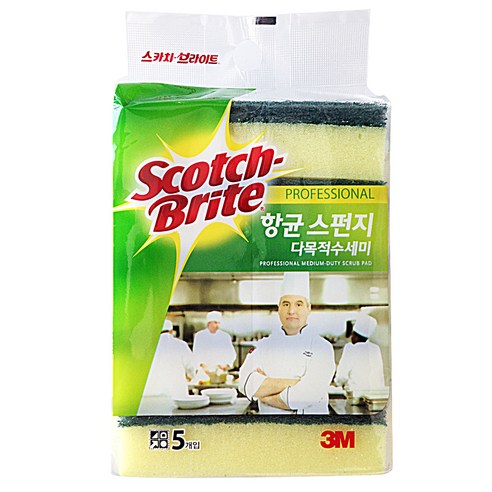 3M 업소용 스카치브라이트 다목적 스펀지 수세미 항균 HACCP 해썹 전용 설거지용 5매 : 조리화짱119