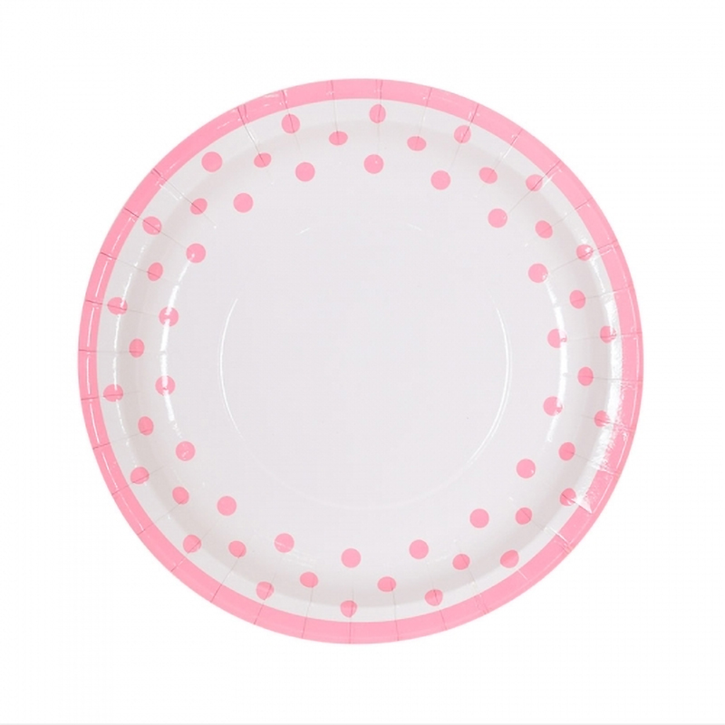 파티접시 18cm 라인도트 핑크 6입 : 파티마트