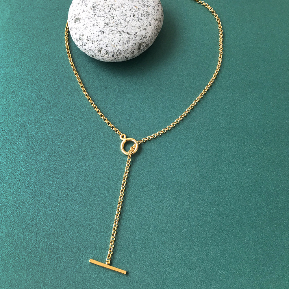 [삿치] BAR Y DROP CHAIN NECKLACE 바 스틱 와이드롭 체인 목걸이 : 삿치부티크
