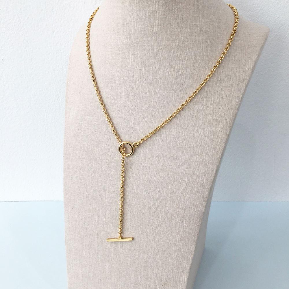 [삿치] BAR Y DROP CHAIN NECKLACE 바 스틱 와이드롭 체인 목걸이 : 삿치부티크