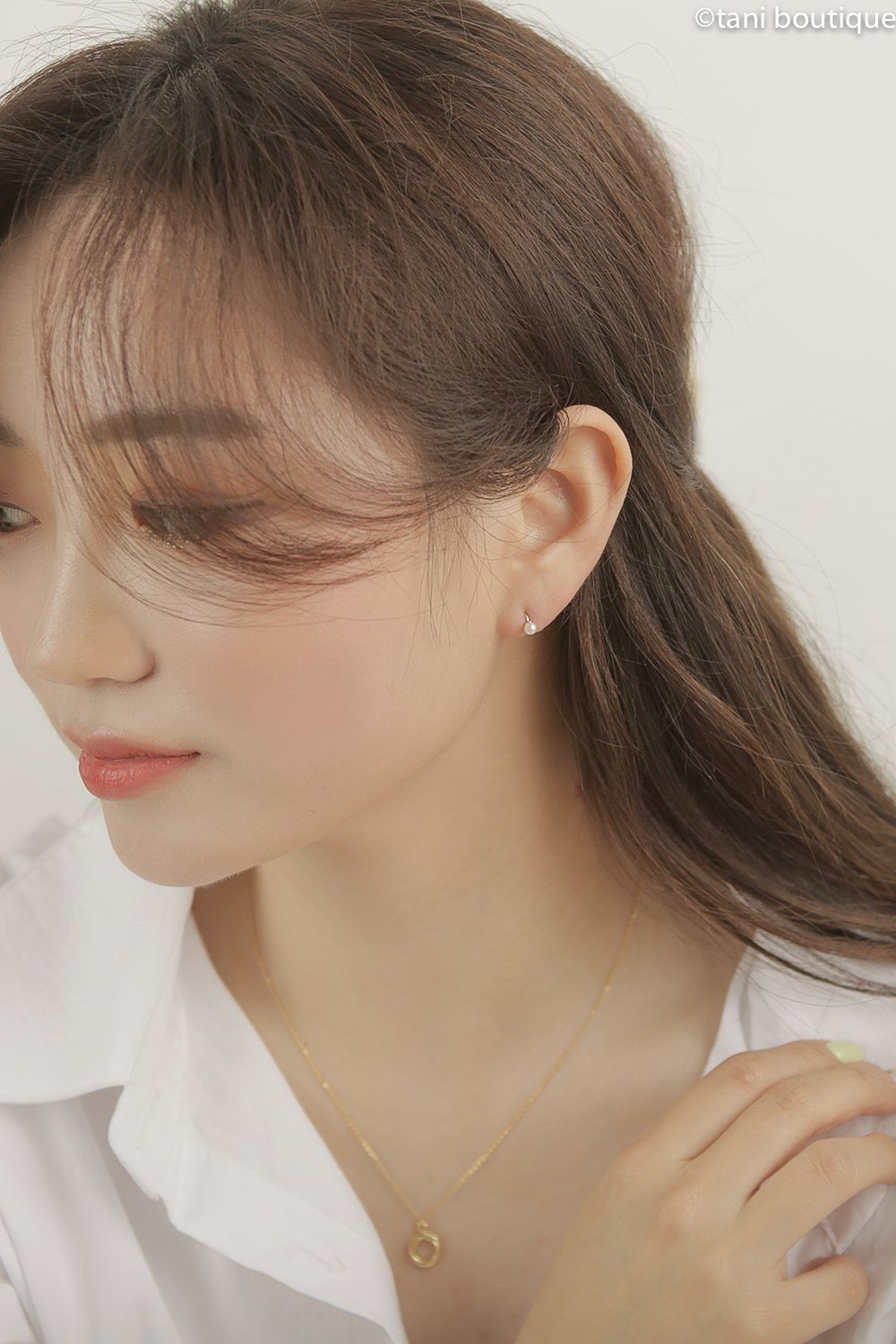 925실버 원터치 미니 링 진주 실버 은귀걸이 : 타니부띠끄