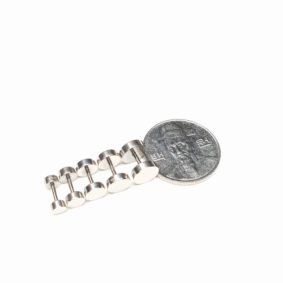 남자 여자 납작 기본 미니 바벨피어싱 4mm 5mm 6mm 7mm 8mm : 푸름달