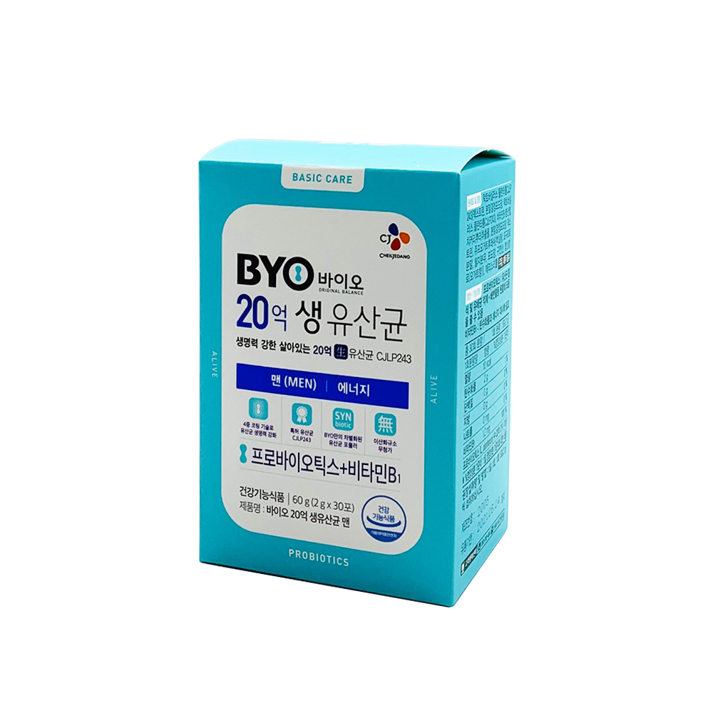 CJ제일제당 BYO 20억 생유산균 맨 30포 x 1박스 : 주식회사 아나이스