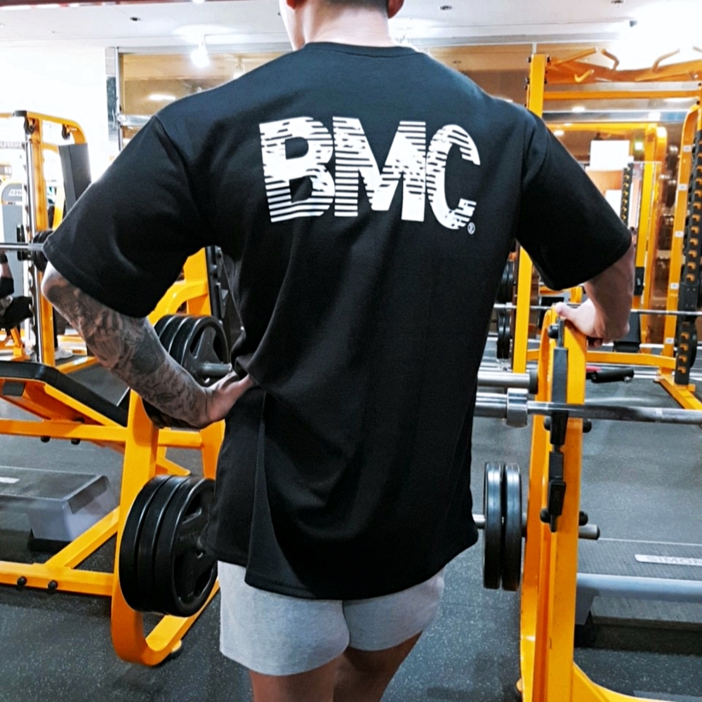 오버핏반팔 BSMD 월드맵 헬스 티셔츠 짐웨어 블랙화이트 : 비스트모드