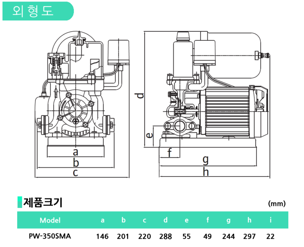 윌로 지하수 모터 자동가압 펌프 pw350sma 소형 가정용 농업용 자동펌프 : 홈빌더엠