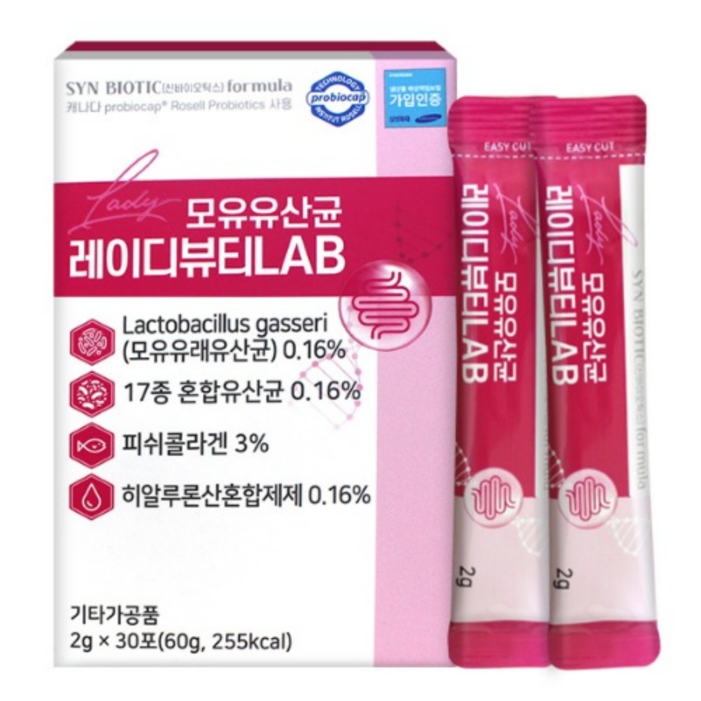 신바이오틱스 모유유산균 레이디뷰티 LAB 2g 30포 프로바이오틱스 : 메스티지