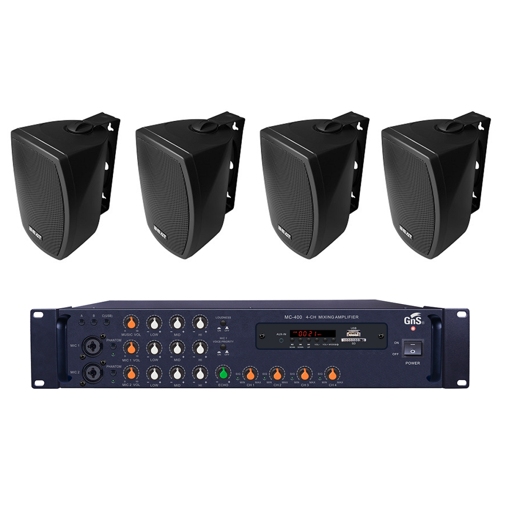 GNS 지앤에스 MC-400 패키지A/MS-5T 4개 포함/4채널 앰프/USB 블루투스 : DKDKSHOP